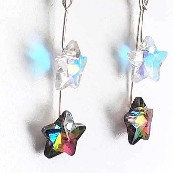 New Handmade Glass Crystal Dangle Drop Shooting Star Earrings Unique Gifts Party - Picture 5 of 6